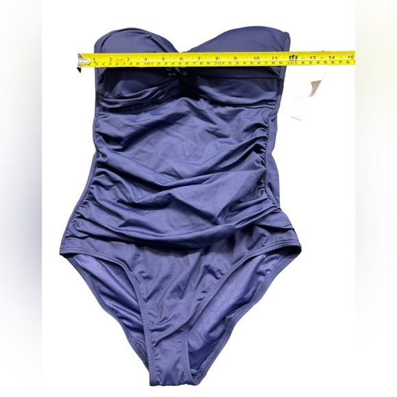 ANNE COLE womens navy blue one piece swimsuit w detachable straps strapless NWT - Picture 9 of 10